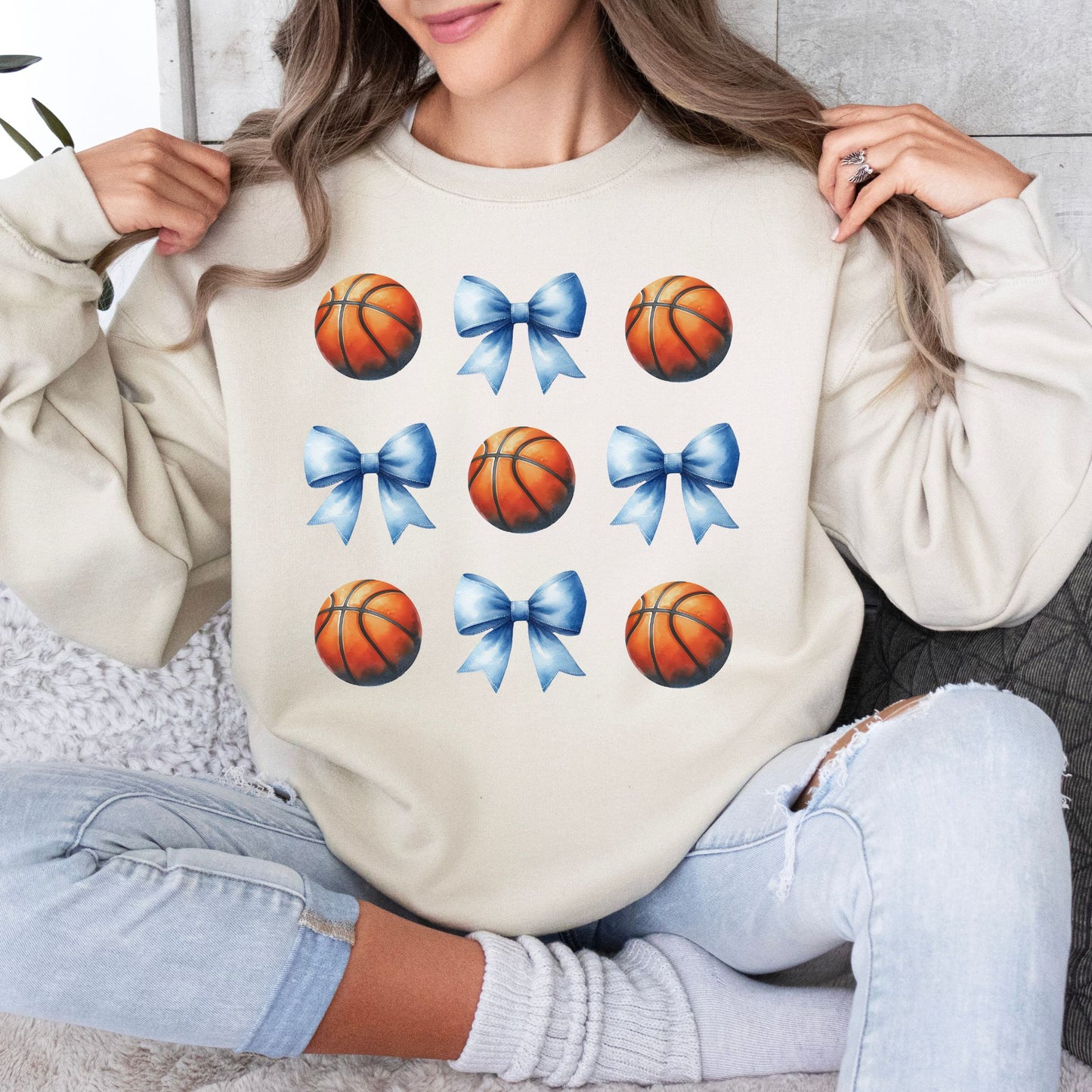 Basketball Blue Bow Coquette