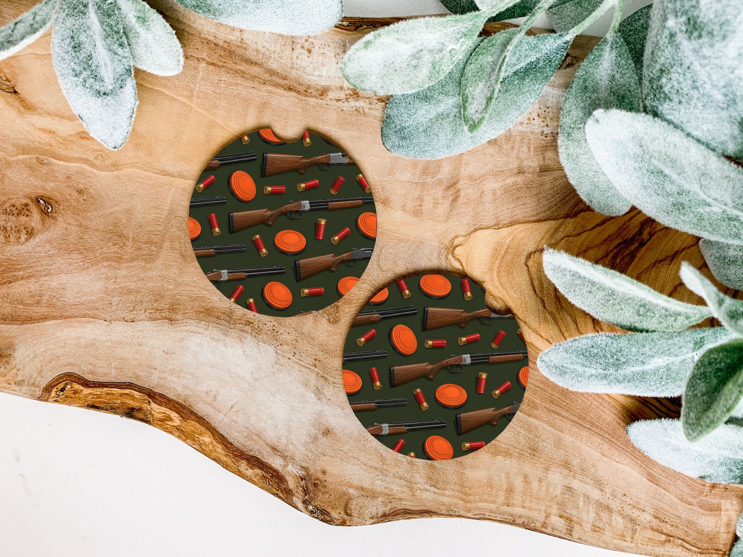 Shooting Sports Green Car Coasters