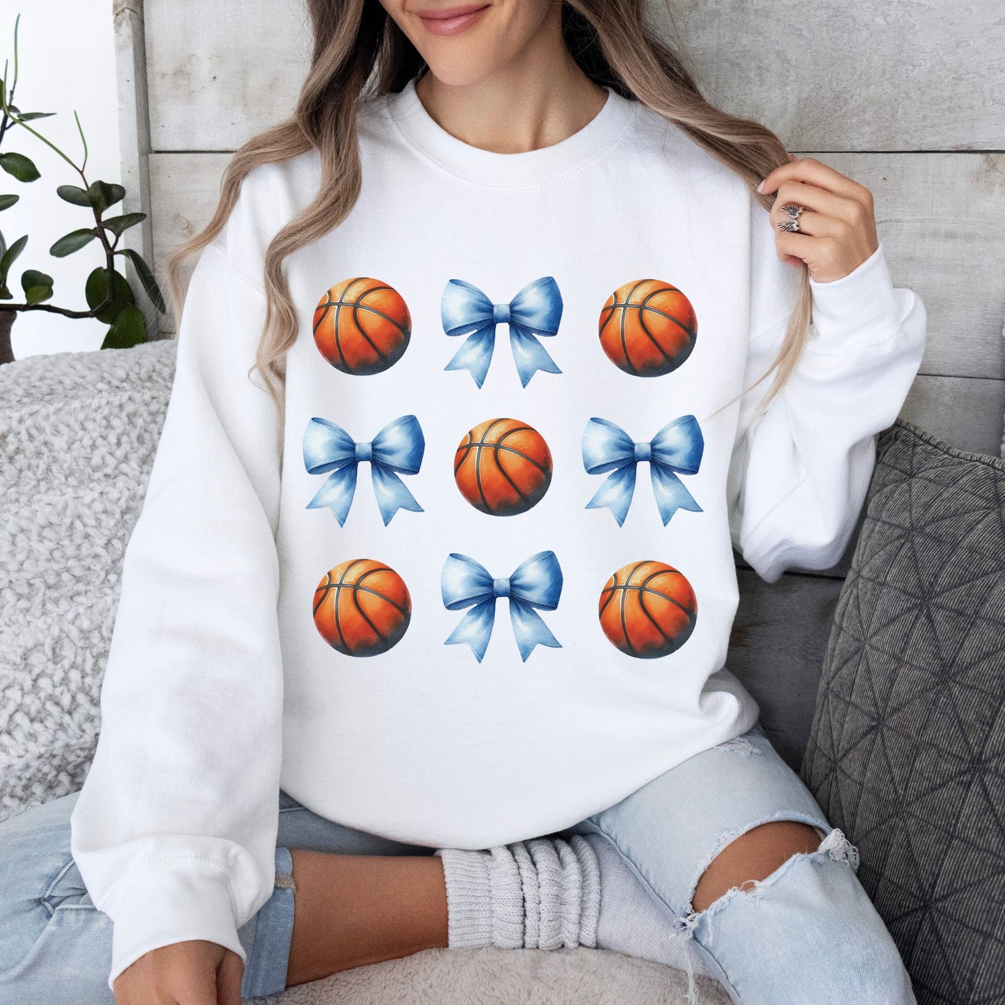 Basketball Blue Bow Coquette