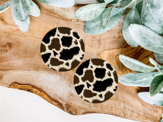 Black/Brown Cow Car Coasters