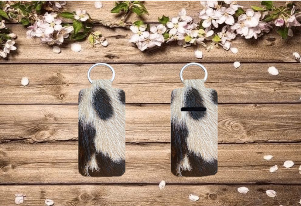 Black/White Cowhide Chapstick Holder