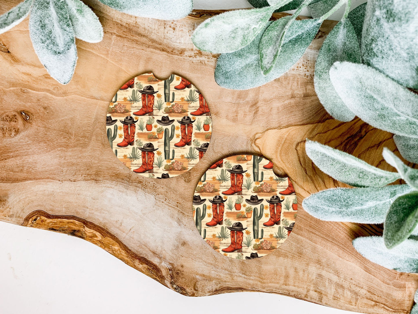 Cowboy Boots and Cactus Car Coasters