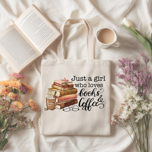 Just a Girl Who Loves Books and Coffee Tote Bag