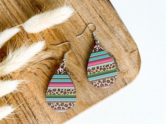 Serape Leopard Teardrop Earrings