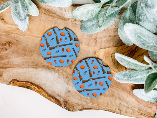 Shooting Sports Blue Car Coasters