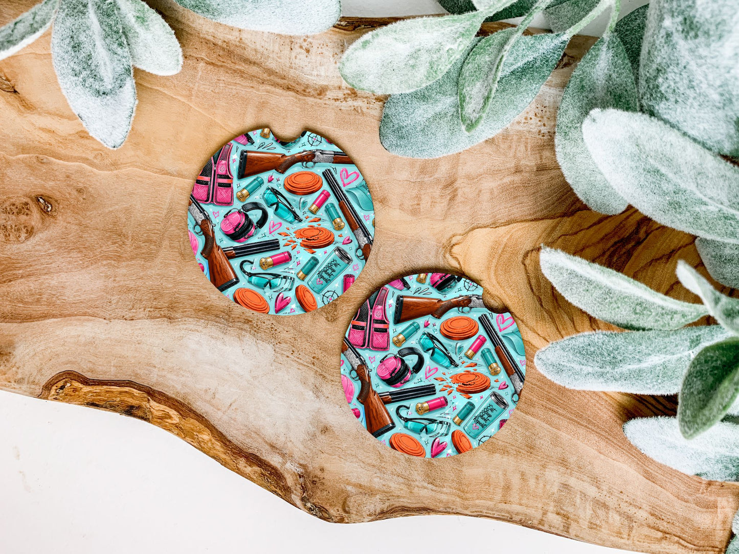 Shooting Sports Turquoise Car Coasters