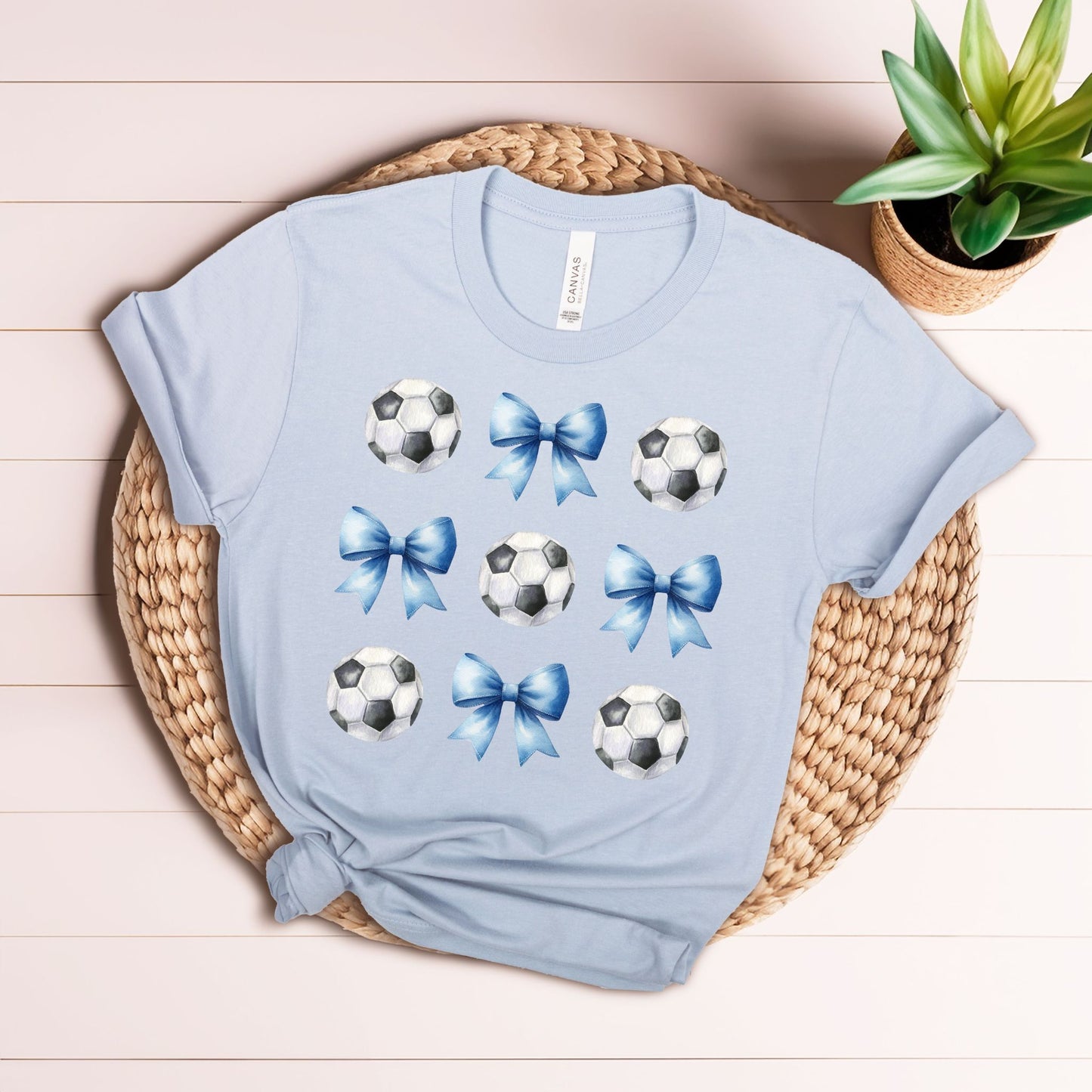 Soccer Blue Bow Coquette