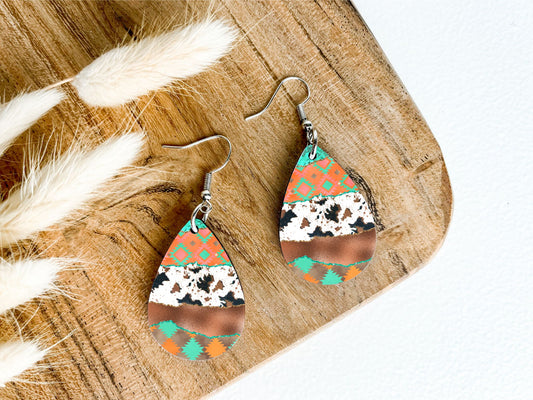 Western Stripe Teardrop Earrings