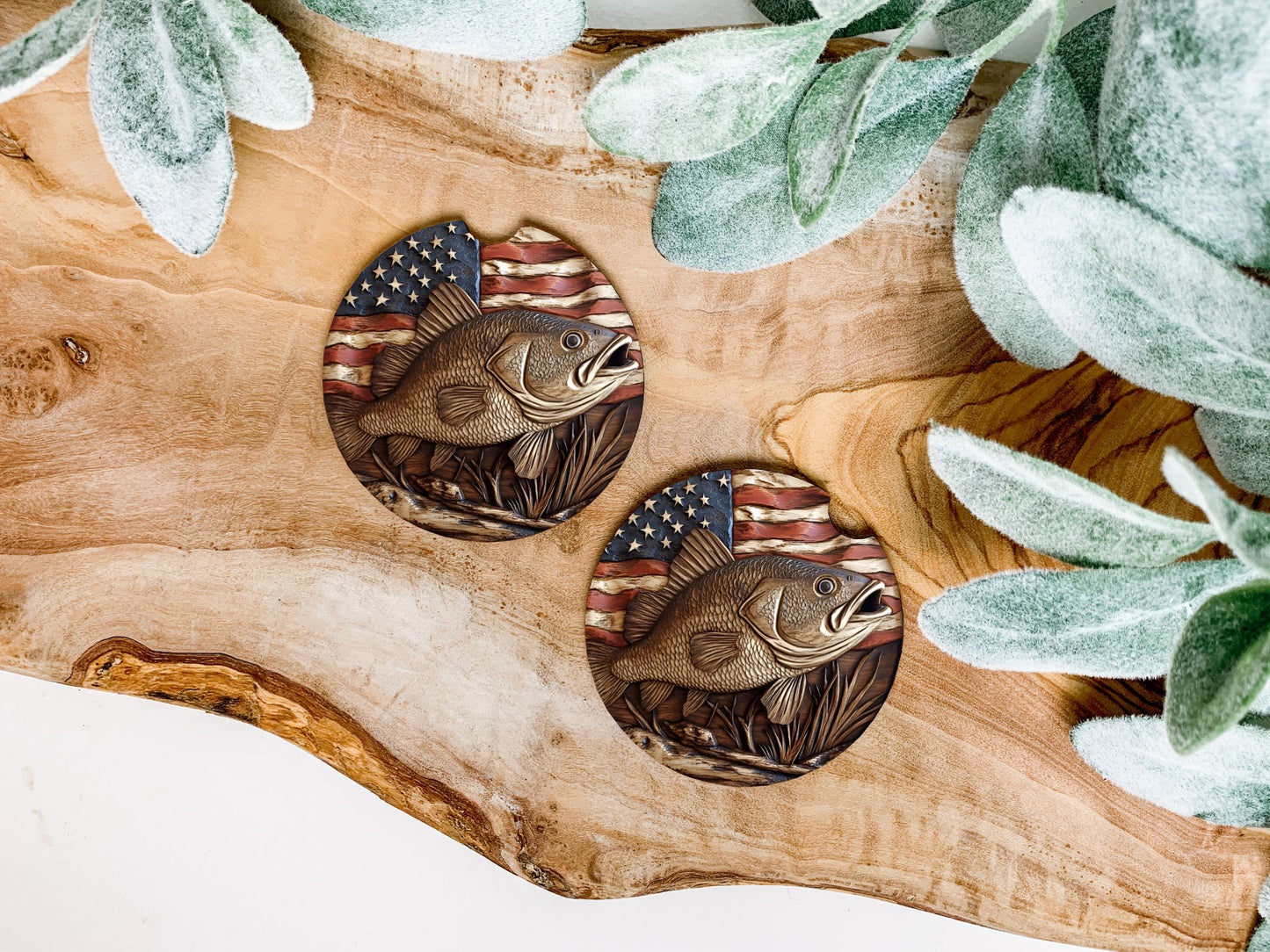 Wood Carved Fish Car Coasters